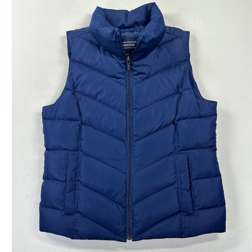 Lands End Goose Down Puffer Vest Small 6-8 Blue Quilted Winter Gorpcore Layering
